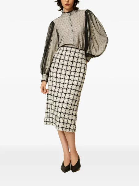Bouclé fustă midi Twinset în carouri