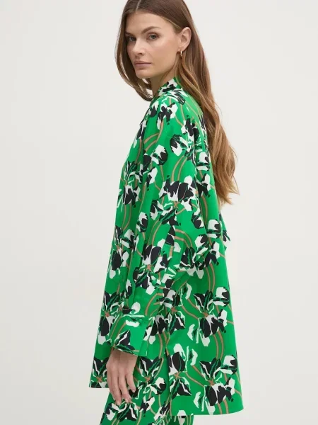 DIANE VON FURSTENBERG camasa din femei cu guler clasic relaxed verde