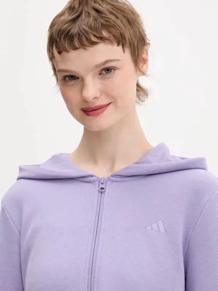 Однотонный свитер Adidas с капюшоном фиолетовый