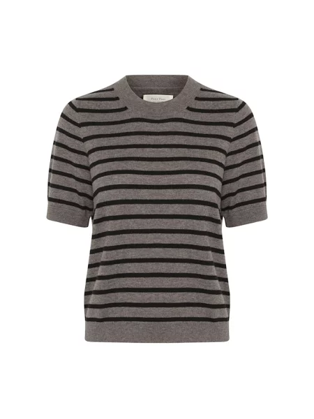 Sweter Part Two w paski z paskiem czarny