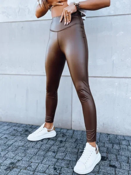 Legginsy woskowane JEWELS Dstreet brązowe