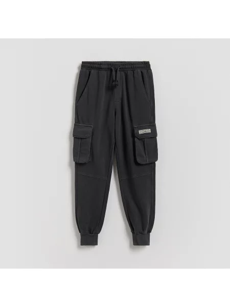 Reserved Kalhoty cargo joggers se sepraným efektem tmavě šedá