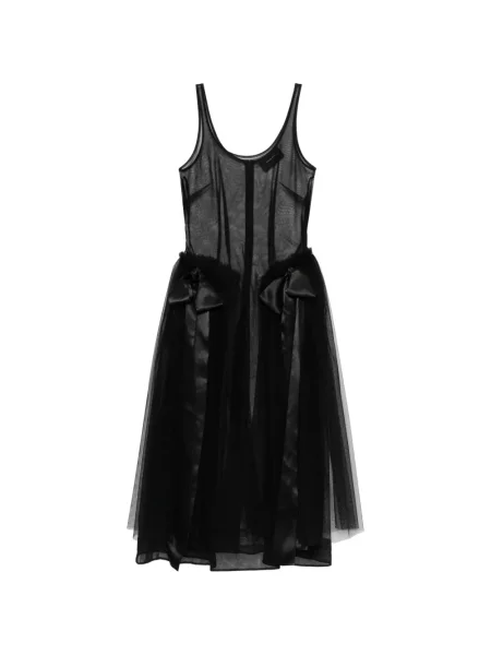 Rochie midi Simone Rocha cu funde până la genunchi de costum negru