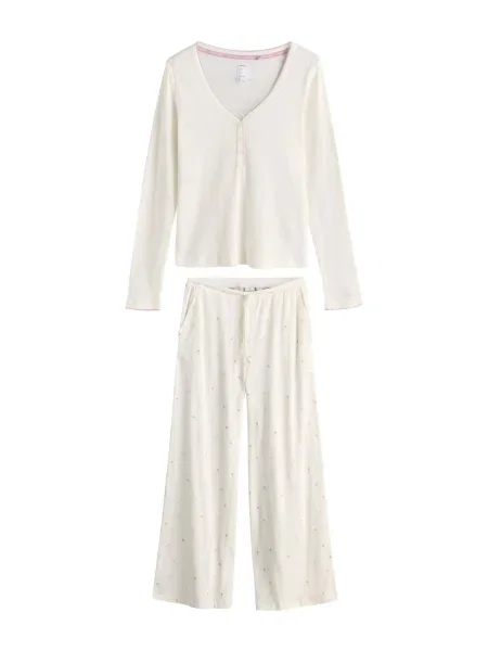 Next Pijama maro deschis / verde pastel / roz alb