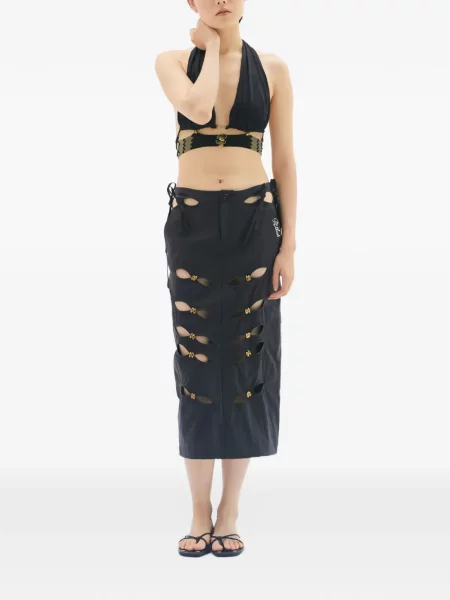 Fusta maxi Ruibuilt cu broderie negru