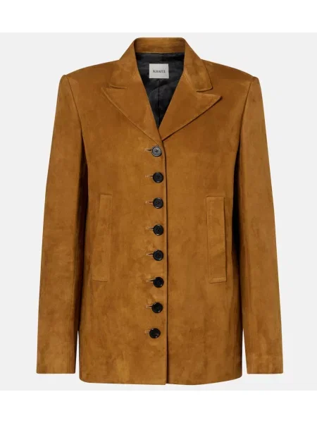 Geacă Khaite din piele de căprioară galben