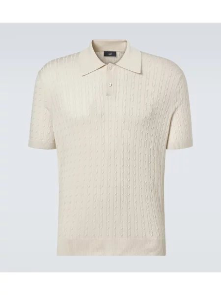 Polo Dunhill de mătase alb