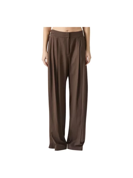 Lniane spodnie Just Cavalli brązowe