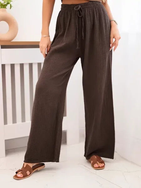 Pantaloni Kesi Włoski din muselină maro