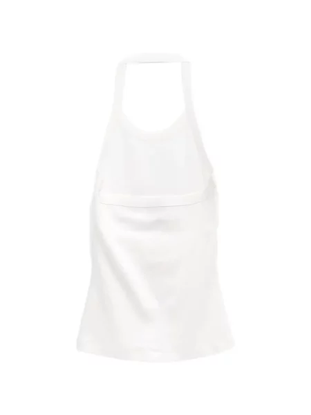 Top Flore Flore cu gât halter alb