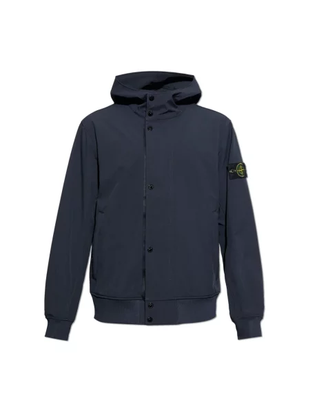Wiatrówka Stone Island z kapturem z kamieniami niebieska