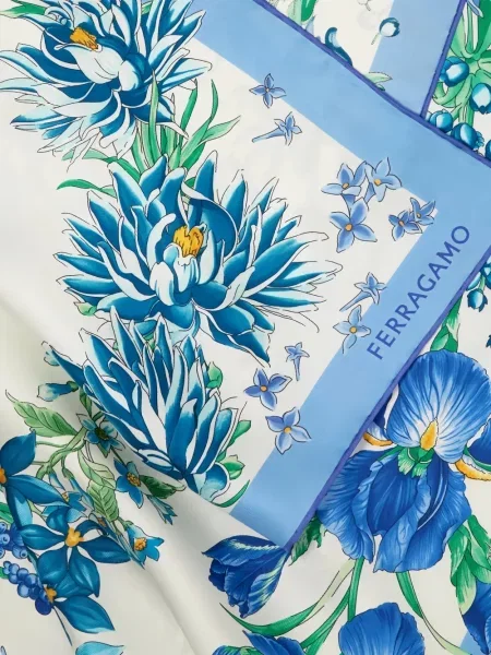 Fular Ferragamo de mătase cu model floral cu imagine