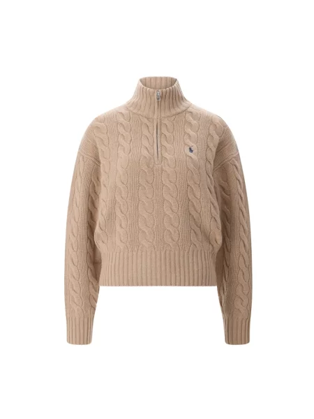 Sweter z golfem Polo Ralph Lauren wełniany do golfa brązowy