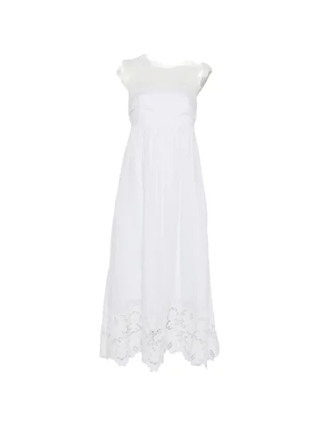 Sukienka midi Max Mara koronkowa do kolan garniturowa biała