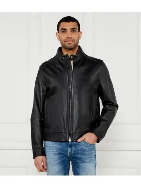 BOSS BLACK De piele geacă negru