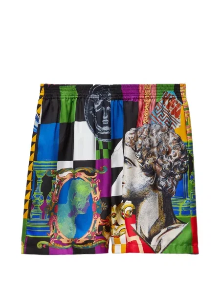 Pantaloni scurți Versace de mătase negru