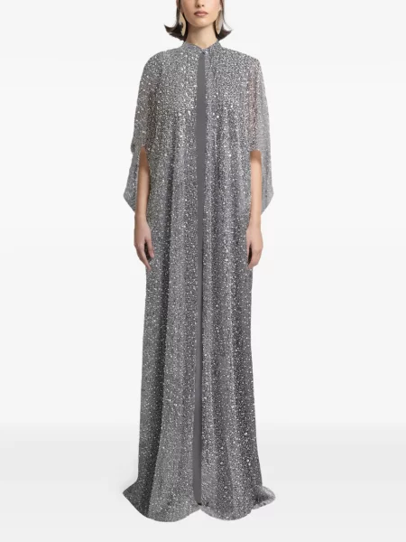 Rochie maxi Gemy Maalouf cu paiete de costum gri