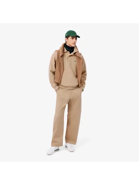 Поло Lacoste с воротником бежевое