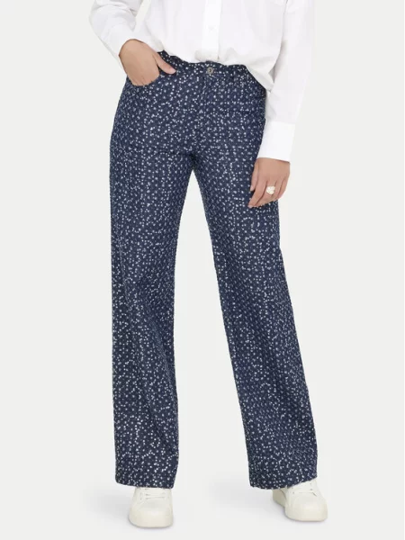 ONLY Hlače Evita Wide Leg tamnoplava