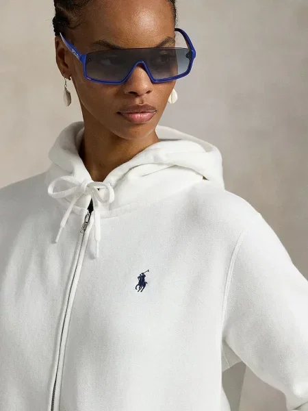 Суичър с качулка Polo Ralph Lauren с качулка бяло