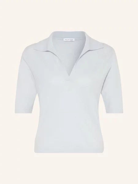 Mrs & Hugs Pletené Polo Tričko S Kašmírem tmavě modrá