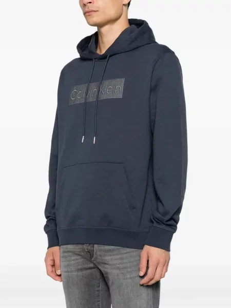 Hoodie Calvin Klein με σχέδιο με κορδόνι μπλε