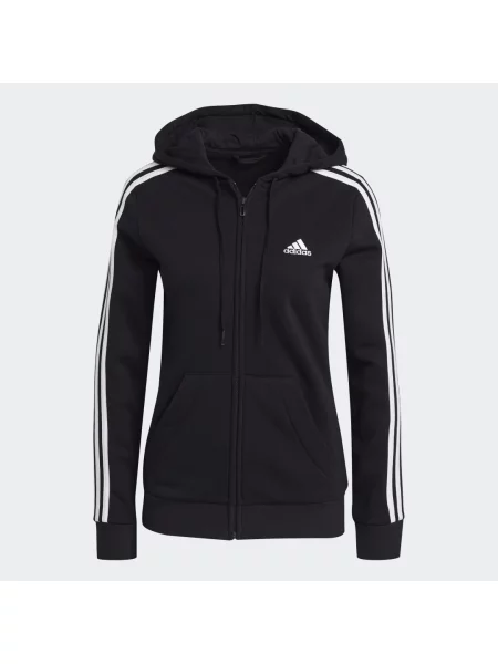 Bluza z kapturem Adidas polarowa w paski biała