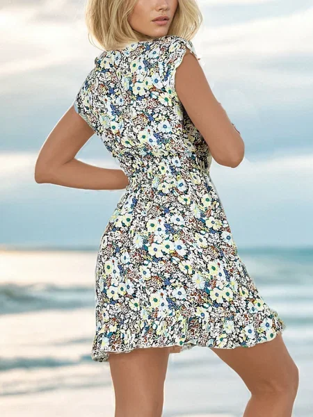 Obleka obleka Resti s cvetličnim vzorcem bela