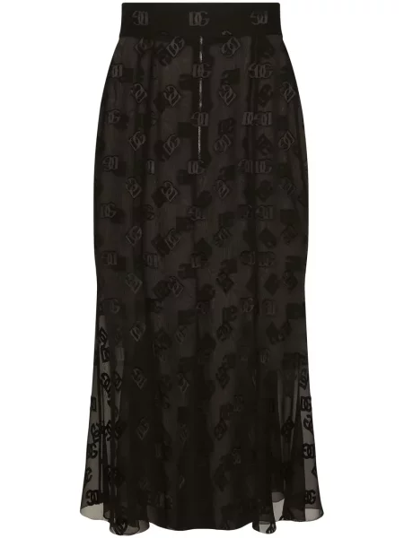 Fustă midi Dolce & Gabbana transparente până la genunchi negru