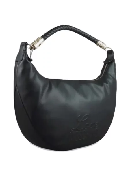 Geantă shopper Love Moschino țesută cu autograf negru
