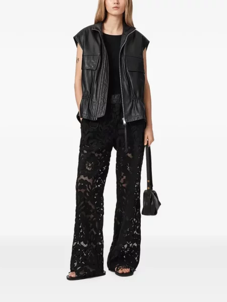 Pantaloni Allsaints din dantelă negru