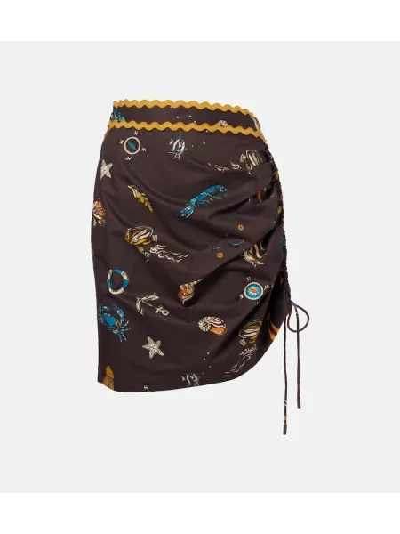 Fustă cu volane Alemais cu imagine maro