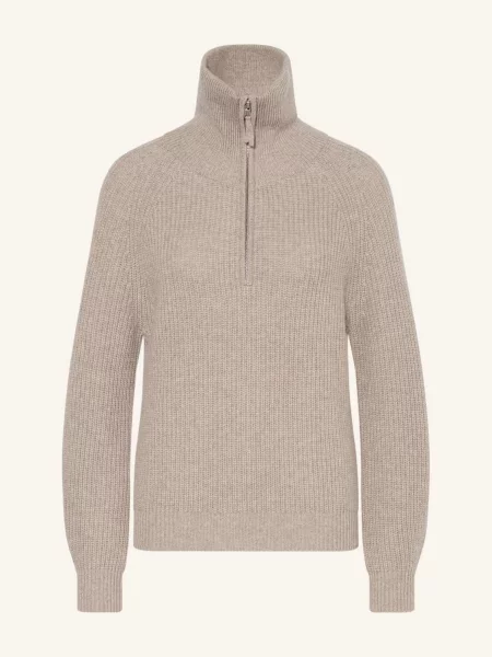 Darling Harbour Sweter Typu Troyer Z Dodatkiem Kaszmiru beige beżowy