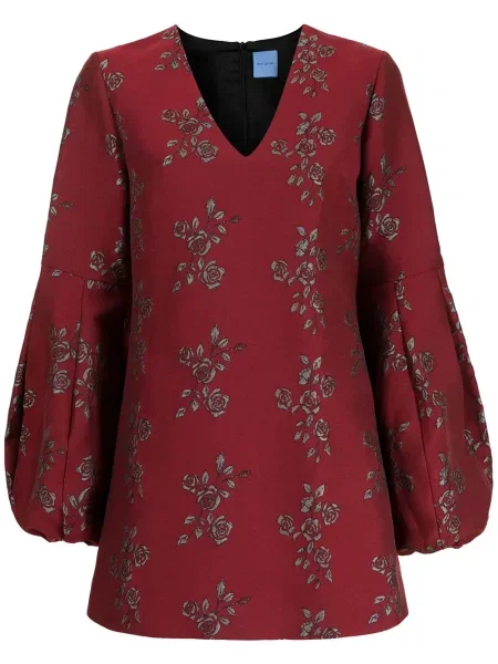 Rochie Macgraw cu broderie din jacard roșu