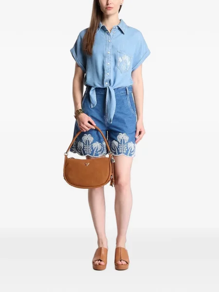 Cămașă de blugi Guess cu broderie albastru