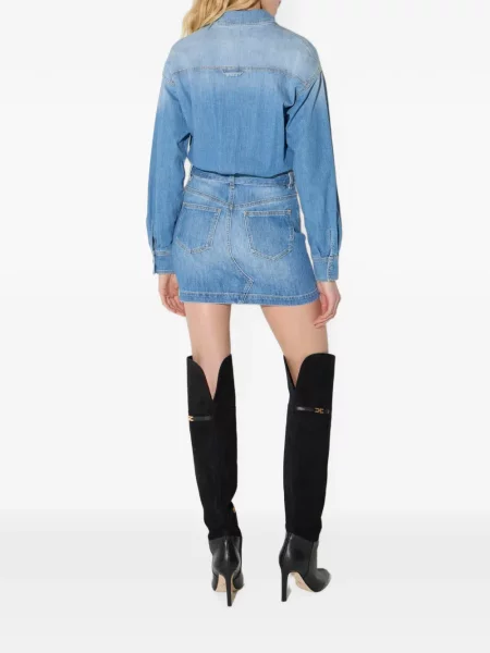 Cu centură rochie din denim Elisabetta Franchi albastru