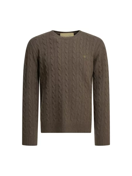 Lniany sweter Valentino brązowy