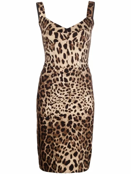 Rochie fără mâneci Dolce & Gabbana fără mâneci cu imagine cu model leopard