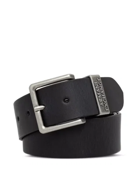 Curea Armani Exchange din piele cu autograf negru