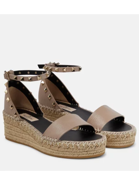 Espadrile Valentino Garavani din piele bej