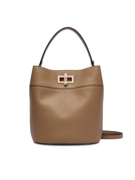 Kapelusz Furla skórzany brązowy