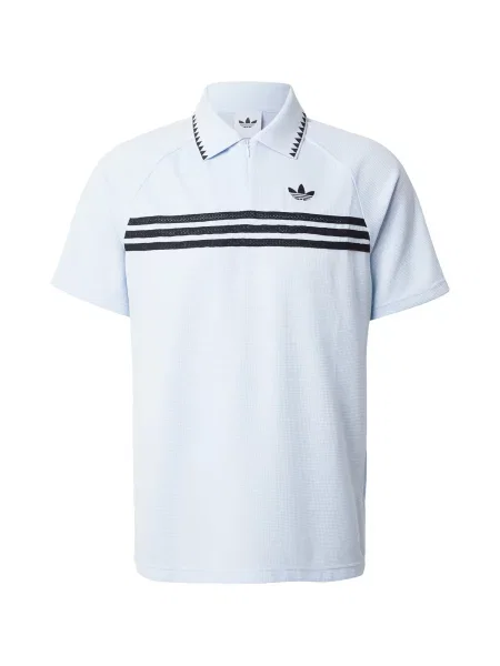 ADIDAS ORIGINALS Tricou Chest Stripes Slim Polo albastru deschis negru