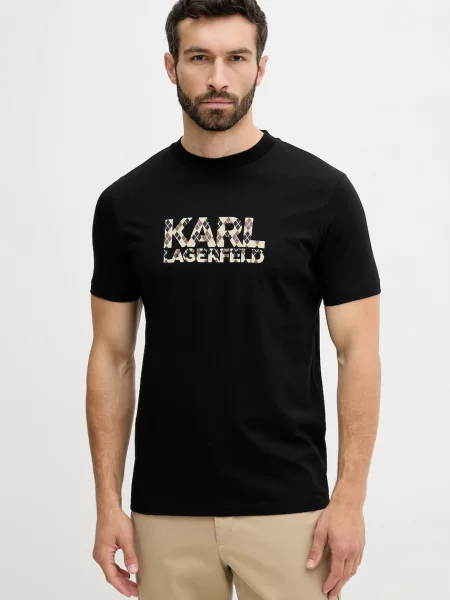 Тениска Karl Lagerfeld с принт черно