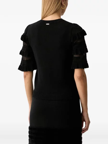 Pulover Twinset cu volane plasă negru
