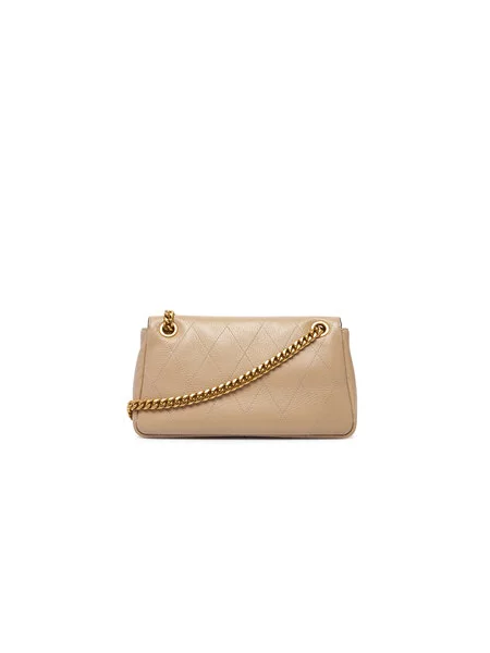 Ročna torba Tory Burch Charlie Quilted Small Shoulder Bag Kremna bež