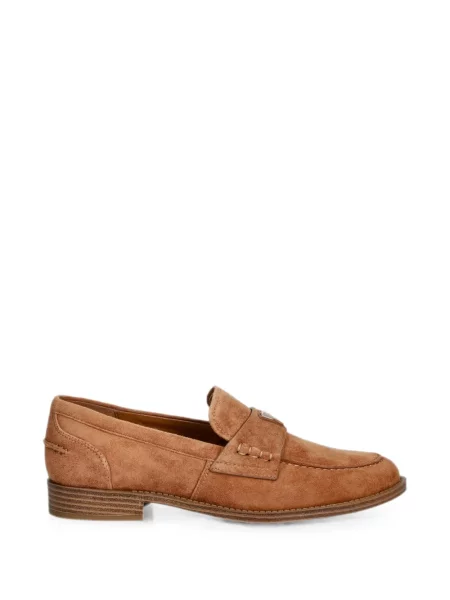 Pantofi loafer Guess din piele de căprioară cu autograf maro