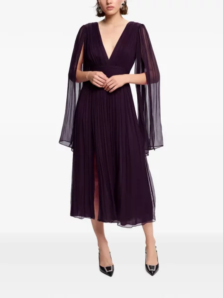 Rochie midi Framboise de mătase cu decolteu în V violet