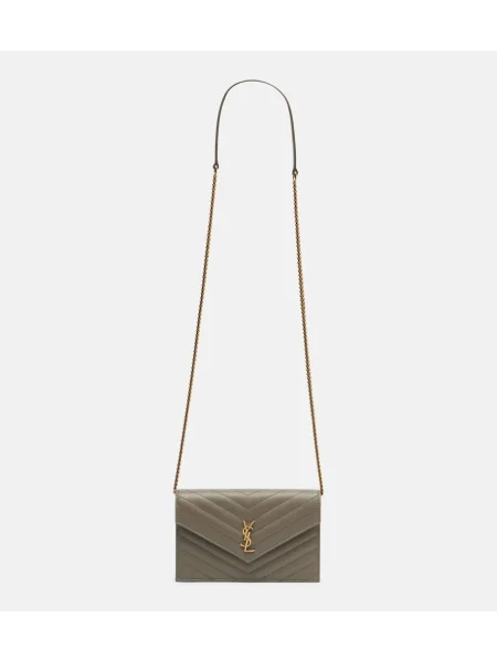 Usnjena ogrlica Saint Laurent siva