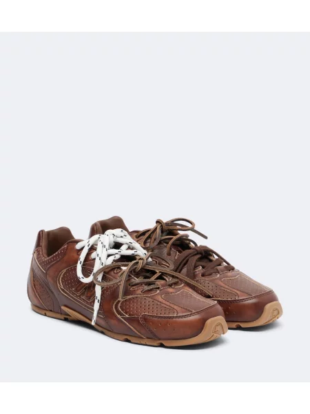 Sneakerși Miu Miu din piele maro