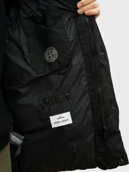 Пуховик Stone Island з камінням чорний